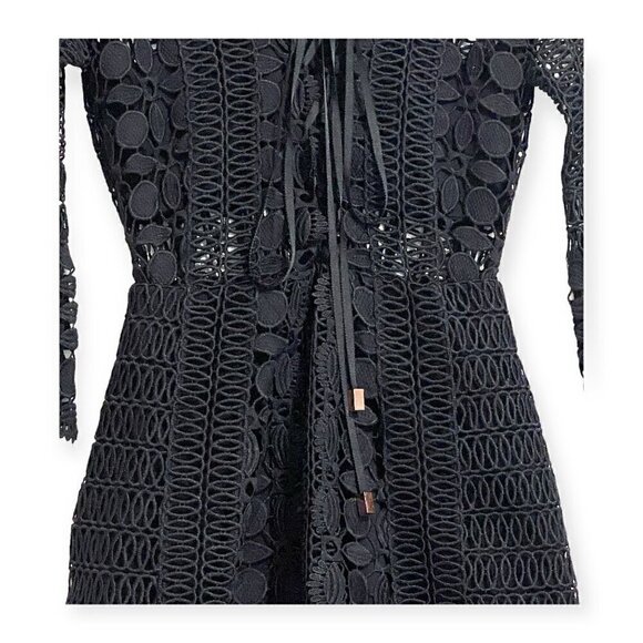 SELF-PORTRAIT Black A Line Lace Up Dress, size 0 - Picture 8 of 16